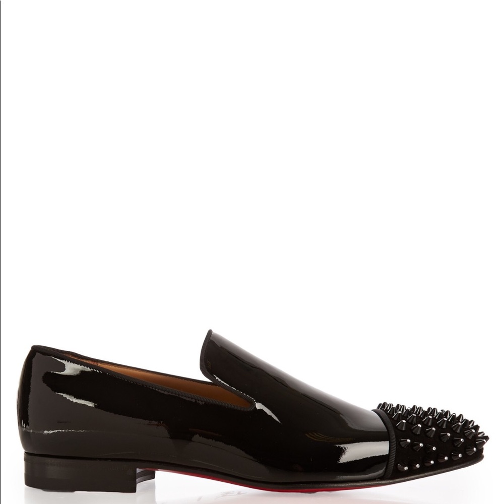 Men’s Christian Louboutin “Spooky 2 Flat” Black Patent Oxford
